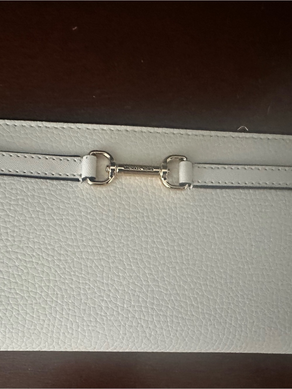 Michael Kors White Pebbled Leather Wallet with Silver Bit Detail
